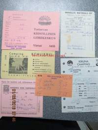 Leirintäaluekuitteja vuodelta 1969-70 6 kpl