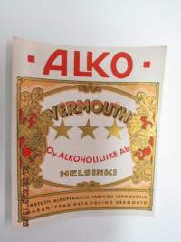Alko Vermouth -alkoholijuomaetiketti , viinaetiketti