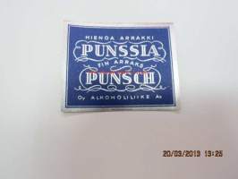 Hienoa Arrakki Punssia -viinaetiketti 1930-luvulta