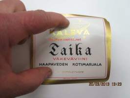 Kaleva Taika Väkeväviini Haapaveden Kotimarjala -viinaetiketti 1930-luku