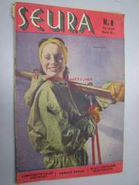 Seura 23. 2. 1949 nr 8 sis. mm. seur. artikkelit / kuvat / mainokset; naisten itsepuolustuskurssi, siiviililentokurssit, verensiirrot, rahanväärentäjät