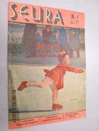 Seura 2. 1. 1946 nr 1 sis. mm. seur. artikkelit / kuvat / mainokset; kuuluisia rakkauskirjeitä, elokuvatähdet esikuvina, naisen mahdollisuudet urheilijana, kansa