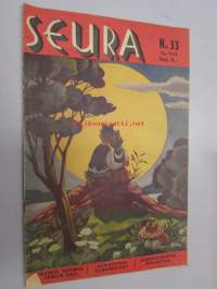 Seura 24. 8. 1949 nr 33 sis. mm. seur. artikkelit / kuvat / mainokset; Yrjö Mäkelä, suggeroimisen aapinen, suomenkielinen BBC, Ami-Cola -mainos, Tipu-Tipu toffee