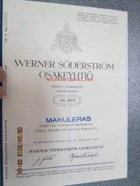 Werner Söderström Oy, Porvoo 1947, 1 osake 1 000 mk -osakekirja