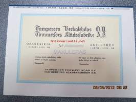 Tampereen Verkatehdas Oy, Tampere 1949, 1 osake 2 000 mk -osakekirja