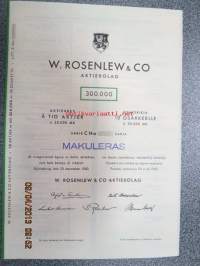 W. Rosenlew & Co Ab, Pori 1950, 10 osaketta á 30 000 mk -osakekirja