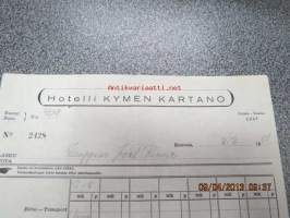 Hotelli Kymen Kartano 8.3.1954 -kuitti