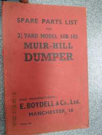 Muir-Hill Dumper 2,5 yard model 10B, 10S Spare parts list -varaosaluettelo