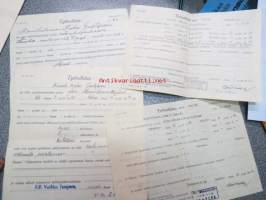 Valtionrautatiet työtodistuksia 4 kpl K.K.G. ajalta 1943-1948