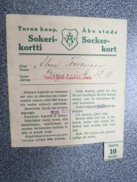 Turun kaupungin Sokerikortti 1919 Åbo stads Sockerkort Alma Toivonen