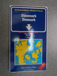 Denmark, Dänemark road map, strassenkarte 1:300 000