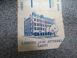 Lahden Uusi Apteekki, Lahti, 27.10.1961 -apteekkisignatuuri