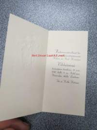 Vihkiäiskutsu Hilja Ketonen & Paul Rairisto 21.6.1930 Poikk´ojan Nummilan tilalla Liedossa