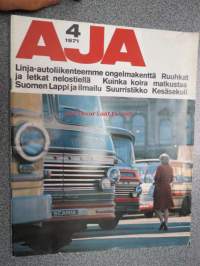 Aja 1971 nr 4 -Oy Scan-Auto Ab Saab & Scania asiakaslehti, sis. mm.: ruuhkat ja letkat nelostiellä, Scania CR 111 M, Autoemäntä- ja kuljettajahaastattelut...