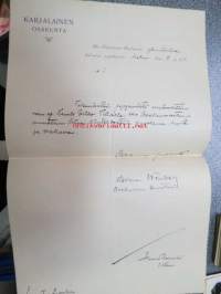 Karjalainen Osakunta, Kaarlo Tikka eroaa jäsenyydestä, 7.2.1914 -asiakirja