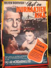 Nyt on murhaajien aika - Nu är mördarnas tid -elokuvajuliste, Jean Gabin, Daniéle Delorme