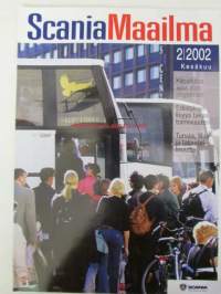 Scania Maailma 2002 nr 2, sis. mm; Kilpailutus ajaa alan ongelmiin, Turvaa tilaa ja taloudellisuutta, Edistyksellisyys takaa toimivuuden ym.
