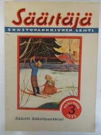 Säästäjä 1935 nr 3 - Säästöpankkiväen lehti - Kansikuvitus Martta Wendelin