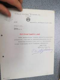 Osuusliike Voima I.L. Tampere, 16.11.1939 -asiakirja