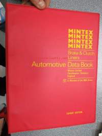 Mintex Brake & Clutch liners Automotive data book -jarru- ja kytkinpintojen varaosaluettelo valmistajan merkkikohtaisine mitta- ym. tietoineen.
