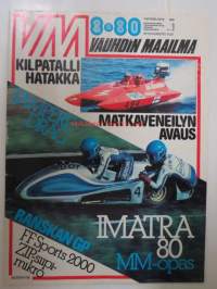 Vauhdin Maailma 1980 nr 8 -mm. Kuukauden profiili Hannu Mikkola, VM maistelee b & b Granal makeilu Golf ja Yamaha XS 400 jenkkityyliä Japanista, Drag Race Tampere