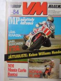 Vauhdin maailma 1984 nr 3 -mm. Speedway Jawa, F 1 maailma, Audi Sport, MP taulukko, Monte Carlo Walter Hill, Ruotsin ralli, Honda XL 600, Drag team, Kuukauden