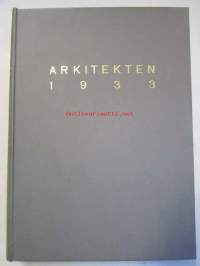 Arkitekten årgång XXX 1933 -sidottu vuosikerta -SAFA-lehti, ruotsinkielinen / annual volume