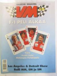 Vauhdin Maailma 1991 nr 3 -mm.  Formula 1 kausi 1991 nyt on tosi kyseessä, F1 matkaopas ja lukija kilpailu, Ralli-MM Ruotsi ja Monte Carlo,Ralli-EM hankiralli, Los