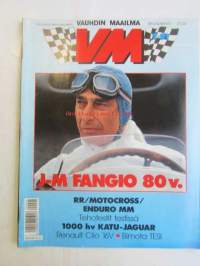 Vauhdin Maailma 1991 nr 7 -mm. Formula 1 Kanada GP, Juan-Manuel Fangio 80v, Drag SM ja PM, Motocross SM Hyvinkää, Road Racing-MM, Kim LaHaie kauniimman sukupuolen