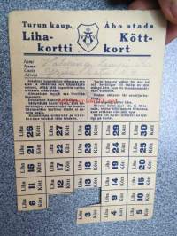 Turun Kaupungin Lihakortti / Köttkort Lempi Holming -vuoden 1919 pula-ajan säännöstelykortti