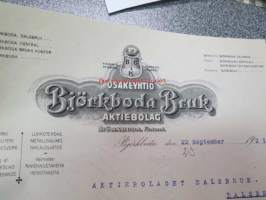 Björkboda Bruk Ab 22.9.1921 -asiakirja