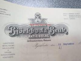 Björkboda Bruk Ab 13.9.1921 -asiakirja