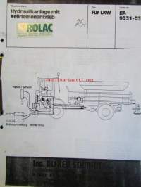 Schmidt Hydraulikanlage mit kellriemenantrieb fur LKW BA 9031-03 -hydrauliikan huoltokirja -katso tarkennetut mallimerkinnät kuvasta.