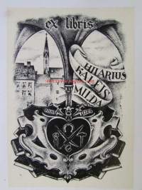 Ex Libris Milda Kaleis Hilarius -kirjanomistajamerkki
