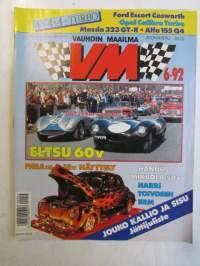 Vauhdin Maailma 1992 nr 6 -mm. VM maistelee 4 x 4 x 4 turbot, Drag-SM Motopark Prostockerit rymistelivät, RC-EM Suonenjoki, Formula 1 Barcelona, Harri Toivonen