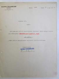 Vampulan Osuusmeijeri Vampula elokuun 19. 1939 -asiakirja