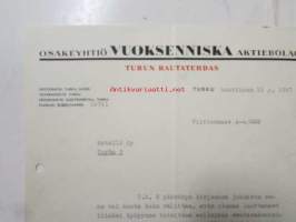 Osakeyhtiö Vuoksenniska Aktiebolag, Turun Rautatehdas,  Turku huhtikuu 15. 1947 - asiakirja