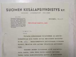 Suomen kesälapsiyhdistys r.y. Helsinki 30.4.46 -asiakirja