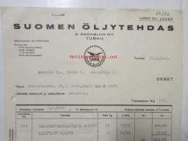 Suomen Öljytehdas E.Grönholm O.Y. Turku 25.4.1944 - asiakirja