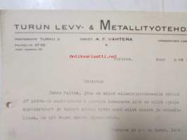 Turun Levy- & Metallityötehdas, Turussa lokakuun 10. 1936 -asiakirja