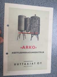 ARKO asetyleenikaasunkehittäjä -myyntiesite