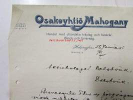 Osakeyhtiö Mahogany, Helsingfors 25. januari 1920. -asiakirja