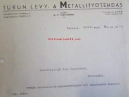 Turun Levy- & Metallityötehdas, Turussa maaliskuun 14. 1930. -asiakirja