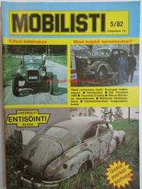 Mobilisti 1982 nr 5 -Lehti vanhojen autojen harrastajille, sisällysluettelo löytyy kuvista.