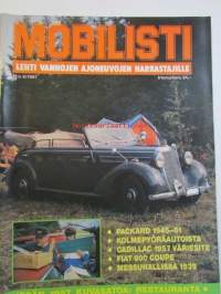 Mobilisti 1987 nr 4 -Lehti vanhojen autojen harrastajille, sisällysluettelo löytyy kuvista.