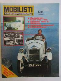 Mobilisti 1985 nr 4 -Lehti vanhojen autojen harrastajille, sisällysluettelo löytyy kuvista. Laaja esittely Chevrolet 1955-57 malleista. Ford V-8 malleista kuvia