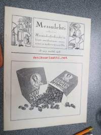 Messulehti julkaistu Husmoderförbundet´in leipä-, maidontuote-, rasva-aine- ja makeismessuilla 13-19 p. maaliskuuta 1928 - Mässbladet utgiven vid