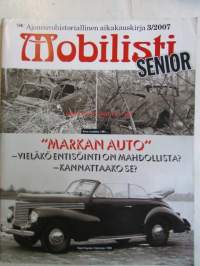 Mobilisti Senior, 2007 nr 3 -Lehti vanhojen autojen harrastajille, sisällysluettelo löytyy kuvista.
