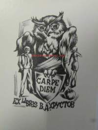 Ex Libris Carpe Diem B.A. Xpyctob -kirjanomistamerkki