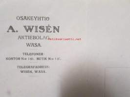 Osakeyhtiö A. Wisen Aktiobolag Wasa, Wasa 3. januari 1921 -asiakirja